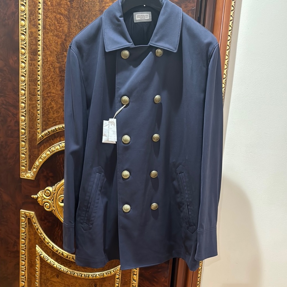 Brunello Cucinelli Blue Pea Coat Timeless Elegance